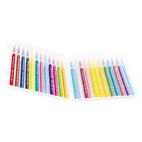 Фломастеры Deli EC10324 Color Emotion кисть, смываемые, 24 цвета, пластиковый пенал (24шт)