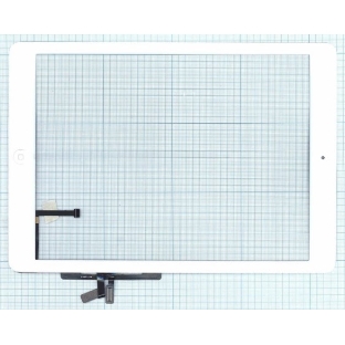 Сенсорное стекло (тачскрин) для iPad Air (A1474, A1475, A1476), белое с кнопкой OEM