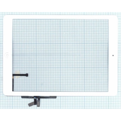 Сенсорное стекло (тачскрин) для iPad Air (A1474, A1475, A1476), белое с кнопкой OEM