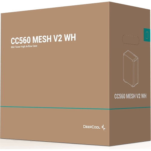 Компьютерный корпус Deepcool CC560 MESH V2 WH без БП, боковое окно (закаленное стекло), 3x120мм ARGb LED вентилятор спереди и 1x120мм ARGb LED вентилятор сзади, белый, ATX