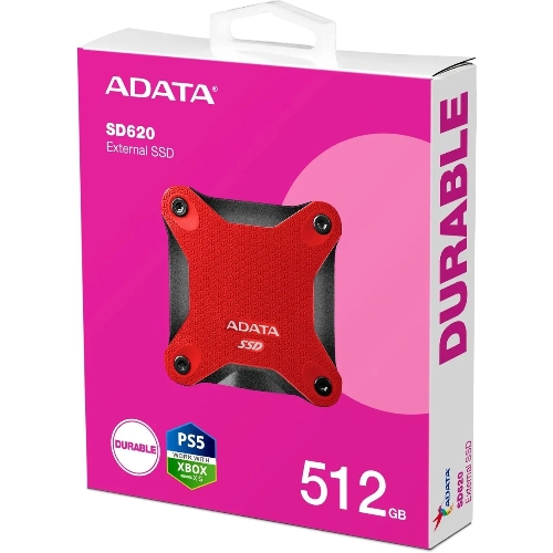 Внешний SSD ADATA SD620, 512Gb, USB 3.2 Gen 2 Type-A, R/W 520/460, красный