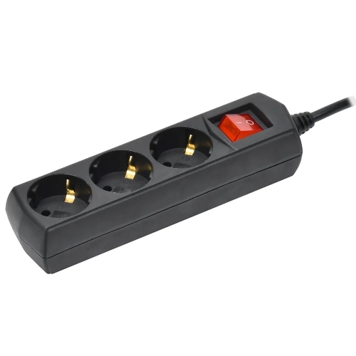 Сетевой фильтр IEK У03В, 5 м, 3 розетки, черный