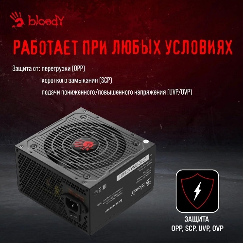 Блок питания Bloody BD-PS700W, 700Вт, 80 PLUS WHITE, 120мм, черный