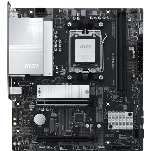 Материнская плата MSI PRO B850M-G, AM5, AMD B850, 2xDDR5, 4xSATA, 2xM.2, 1xPCIe 5.0 x16, 1xPCIe 4.0 x4, 1xDP, 1xHDMI, 1x5Gb LAN, 1xUSB-C 5Gbps, 3xUSB-A 5Gbps, 2xUSB-A 2.0, 3x3.5 мм, 7.1, mATX