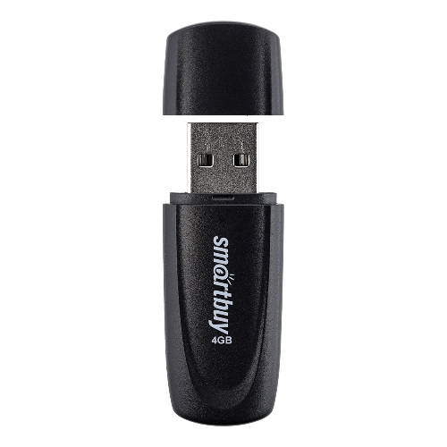 Флешка USB Smartbuy Scout Black (SB004Gb2SCK), 4Gb, USB 2.0, R/W 10/7, черный