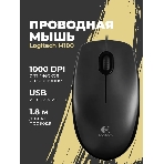 Мышь проводная Logitech M100/100R DARK/GREY (темно-серая/черная), 1000 dpi, USB, кнопки - 3