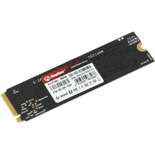 Накопитель SSD KingSpec NE-256, 256Gb, M.2 2280, PCIe 3.0 x4, NVMe, R/W 2000/1300