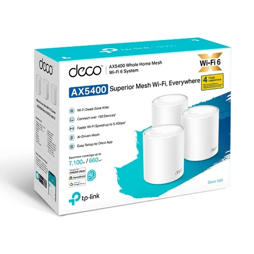 Домашняя Mesh Wi-Fi система TP-Link Deco X60(1-pack) AX5400