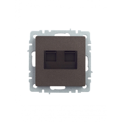Розетка компьютерная двойная RJ11+RJ45 IEK BRITE РК/Т12-БрТБ кат.5E темная бронза