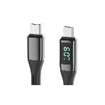 Кабель OLMIO GEEK, Type-C - Type-C, 60W, 1.2м, тканевая оплетка, LCD, черный