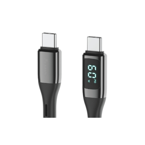 Кабель OLMIO GEEK, Type-C - Type-C, 60W, 1.2м, тканевая оплетка, LCD, черный