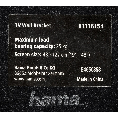 Кронштейн для телевизора Hama R1 118154 черный, 19