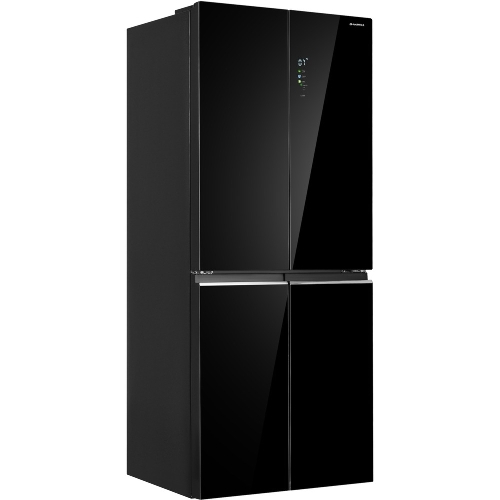 Холодильник Maunfeld MFF192NFB01 Inverter черный стекло трехкамерный 334/184л морозилка снизу, No Frost, Side by Side