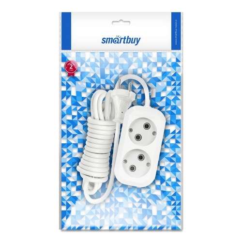 Удлинитель бытовой Smartbuy (SBE-10-2-03-N) 2 гнз х 3,0 м (10А/2.2 кВт, ПВС 2х1.0)