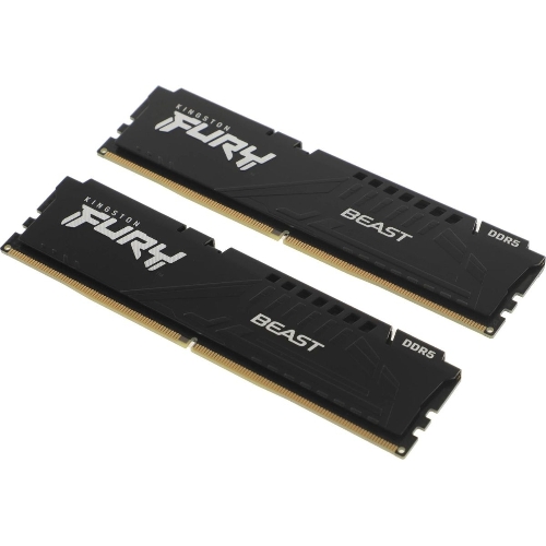 Оперативная память Kingston Fury Beast, DDR5, 32Gb (2x16Gb), 6400MHz, CL32, DIMM, с радиатором, черный