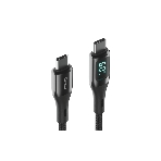 Кабель OLMIO GEEK, Type-C - Type-C, 60W, 1.2м, тканевая оплетка, LCD, черный