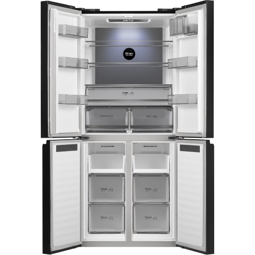 Холодильник Maunfeld MFF192NFB01 Inverter черный стекло трехкамерный 334/184л морозилка снизу, No Frost, Side by Side