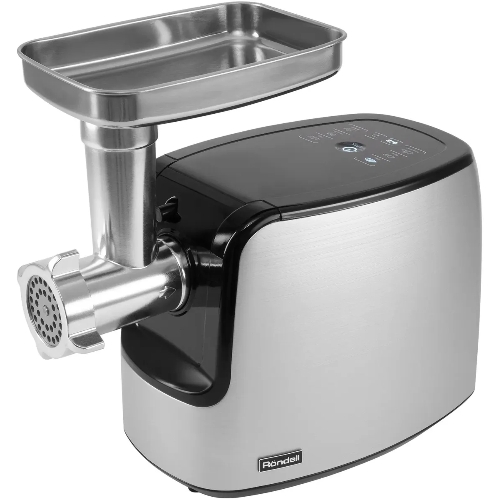 Мясорубка электрическая Rondell RDE-1458 серый, 3000 Вт, 3.5 кг/мин, реверс, защита от перегрузки, металлический лоток, насадки - 5