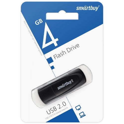 Флешка USB Smartbuy Scout Black (SB004Gb2SCK), 4Gb, USB 2.0, R/W 10/7, черный