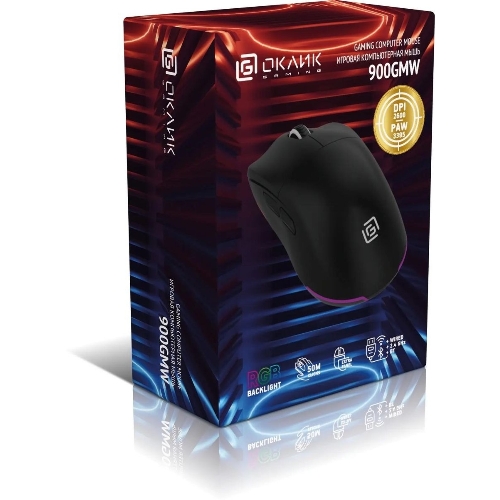 Мышь беспроводная Oklick 900GMW черный, 26000 dpi, радиоканал, Bluetooth, USB, кнопки - 6