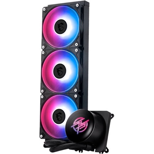 Система жидкостного охлаждения/ Water Cooling System MSI MPG CORELIQUID P13 360 (300W, 360мм, LED, Black, ARGB/ Fans: 3x120мм, 64.89CFM, 2050RPM/ Pump 20dBA, 3400RPM, Rad thickness 27мм/ S: 1851, 1700, AM5, AM4)