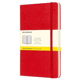 Блокнот Moleskine CLASSIC QP061R Large 130х210мм, 240 страниц, клетка, твердая обложка, фиксирующая резинка, красный