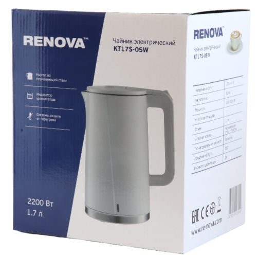 Чайник электрический Renova KT17S-05W нержавеющая сталь