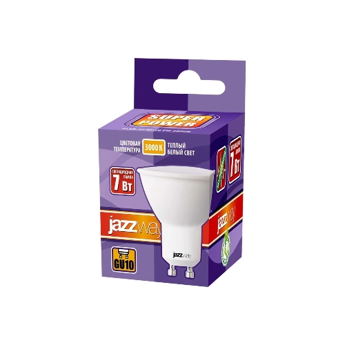 Лампа светодиодная JazzWay PLED-SP 7Вт 3000К теплый белый GU10 520лм 230В