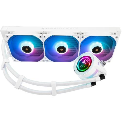 Система жидкостного охлаждения Thermalright Core Vision 360 (360mm, LED, White, ARGB/Fans: 3x120mm, 72.37CFM, 27.7dBA, 2000RPM/Pump height 66mm, Rad thickness 27mm/S: 1700, 1200, 1851, 115X, 2011, 2066, AM5, AM4)