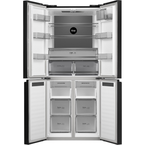 Холодильник Maunfeld MFF192NFB01 Inverter черный стекло трехкамерный 334/184л морозилка снизу, No Frost, Side by Side