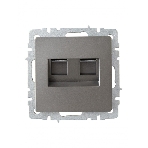 Розетка компьютерная двойная RJ11+RJ45 IEK BRITE РК/Т12-БрС кат.5E сталь