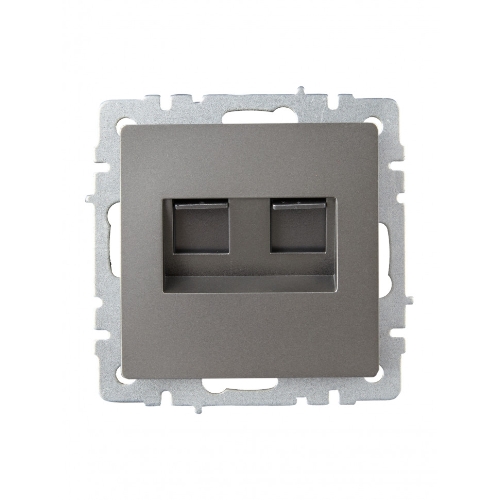 Розетка компьютерная двойная RJ11+RJ45 IEK BRITE РК/Т12-БрС кат.5E сталь