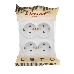 Розетка 4-мест. с заземл. LETO закрытый корпус ПБТ белый LEZARD 752-0200-127BDP