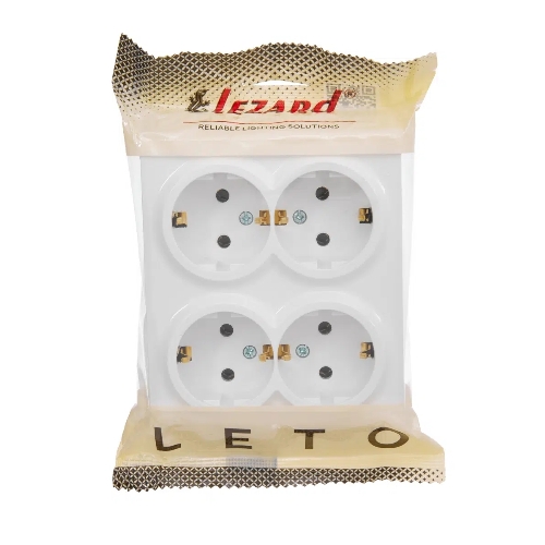 Розетка 4-мест. с заземл. LETO закрытый корпус ПБТ белый LEZARD 752-0200-127BDP