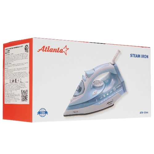 Утюг Atlanta ATH-5544 голубой/белый, 2200 Вт, 32 г/мин, 85 г/мин, 400 мл
