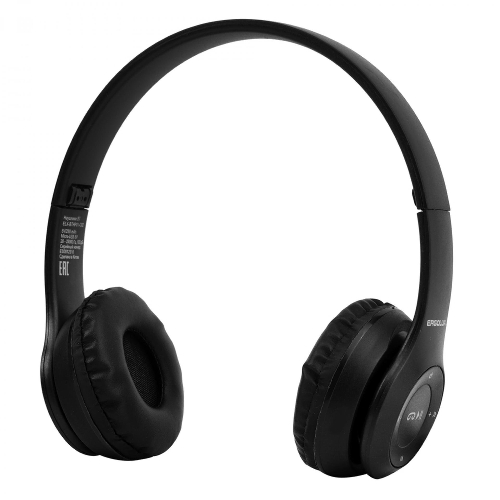 Беспроводные/проводные наушники Ergolux ELX-BTHP01-C02 черный, накладные, Bluetooth 5.0 + проводной, складная конструкция, до 6 ч