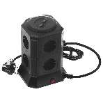 Сетевой фильтр Qumo Power Tower Pro 8SP4U (P-0002), 8 розеток, 2200 Вт, 10A, кабель 2 м 3*1 мм чистая медь, пожаробезопасный пластик, евровилка, 4 USB порта 4.5A суммарно