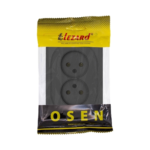 Розетка 2-м LEZARD СП OSEN без заземл. ПБТ, механизм, черный бархат 743-4200-128B