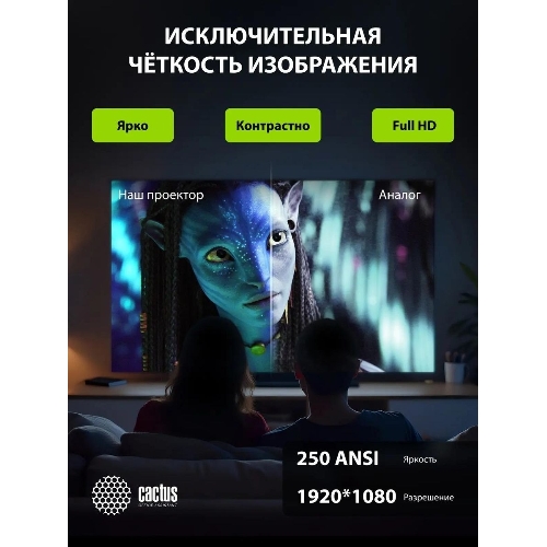 Проектор Cactus CS-PRE.01B.Full HD-A LCD 7300Lm LS 250Lm ANSI (1920x1080) 1500:1 ресурс лампы:50000часов 1xUSB typeA 1xHDMI 1кг