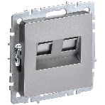 Розетка компьютерная двойная RJ11+RJ45 IEK BRITE РК/Т12-БрС кат.5E сталь