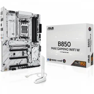 Материнская плата ASUS B850 MAX GAMING WIFI W, AM5, AMD B850, 4xDDR5, 4xSATA, 3xM.2, 1xPCIe 5.0 x16, 1xPCIe 4.0 x4, 2xPCIe 3.0 x1, 1xDisplayPort, 1xHDMI, 1x2.5Gb LAN, Wi-Fi 6E, Bluetooth 5.3, 1xUSB-C 10Gbps, 3xUSB-A 10Gbps, 2xUSB-A 5Gbps, 2xUSB-A 2.0, 3x3.5 мм, 7.1, ATX