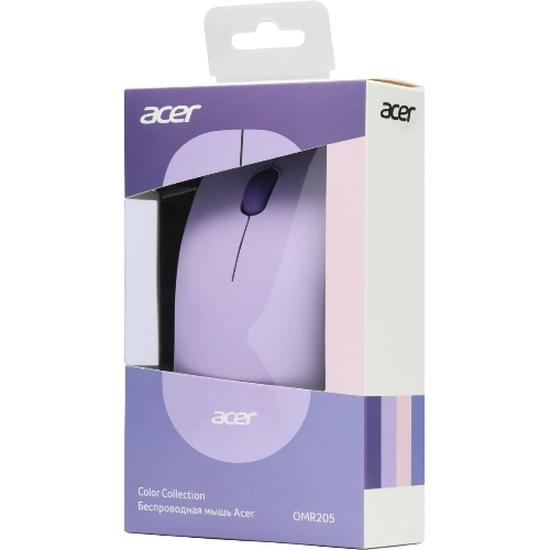 Мышь беспроводная Acer OMR205 фиолетовый, 1200 dpi, радиоканал, USB, кнопки - 3