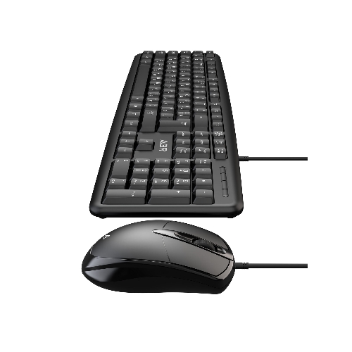Комплект клавиатура и мышь ABR KM600 черный, интерфейс USB, проводной, RU/EN