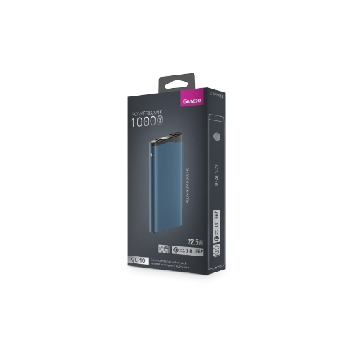 Портативный аккумулятор OLMIO QL-10, 10000mAh, 22.5W, QuickCharge3.0/PowerDelivery, LCD, голубой