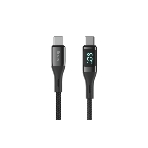 Кабель OLMIO GEEK, Type-C - Type-C, 60W, 1.2м, тканевая оплетка, LCD, черный