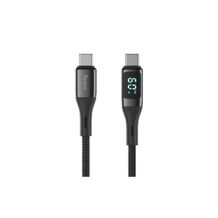 Кабель OLMIO GEEK, Type-C - Type-C, 60W, 1.2м, тканевая оплетка, LCD, черный