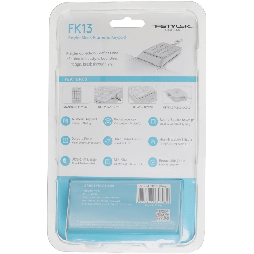 Числовой блок проводной A4Tech Fstyler FK13, USB, серый