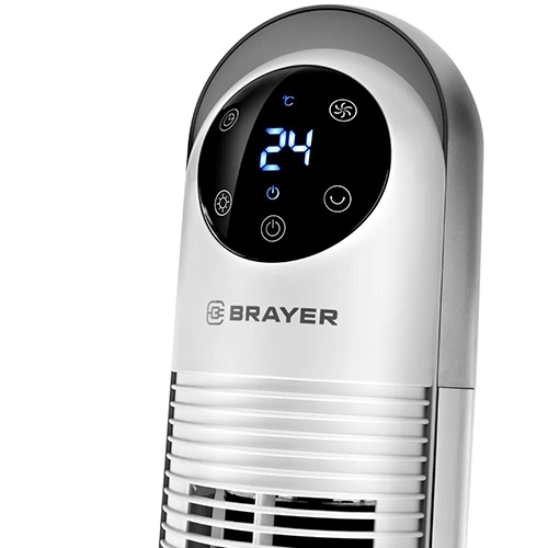 Вентилятор BRAYER BR4956, эл.упр.,пульт ДУ,вращение,мощ-ть 60Вт, LED дисплей,3 скор.Таймер