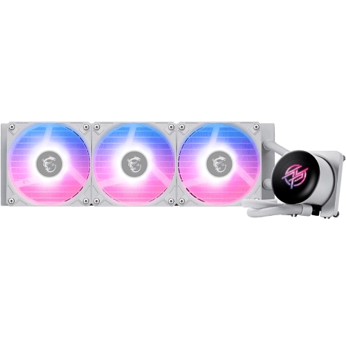 Система жидкостного охлаждения/ Water Cooling System MSI MPG CORELIQUID P13 360 (300W, 360мм, LED, White, ARGB/ Fans: 3x120мм, 64.89CFM, 2050RPM/ Pump 20dBA, 3400RPM, Rad thickness 27мм/ S: 1851, 1700, AM5, AM4)