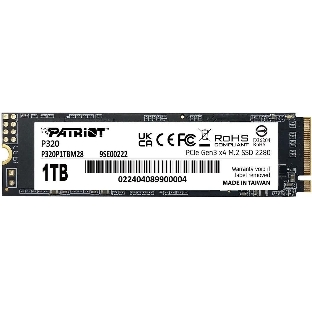 Накопитель SSD Patriot P320, 1Tb, PCIe 3.0 x4, M.2 2280, NVMe, R/W 3000/2200